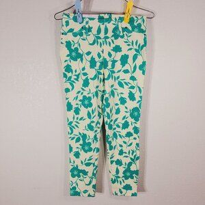 Time And Tru Womens XS Extra Small Stretch Fitted Capri Green Floral Print